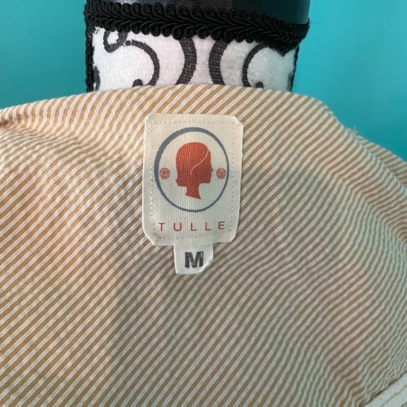 EUC Women’s ANTHRO Tulle Striped Drawstring Neck Short Jacket Size Medium - Picture 6 of 8